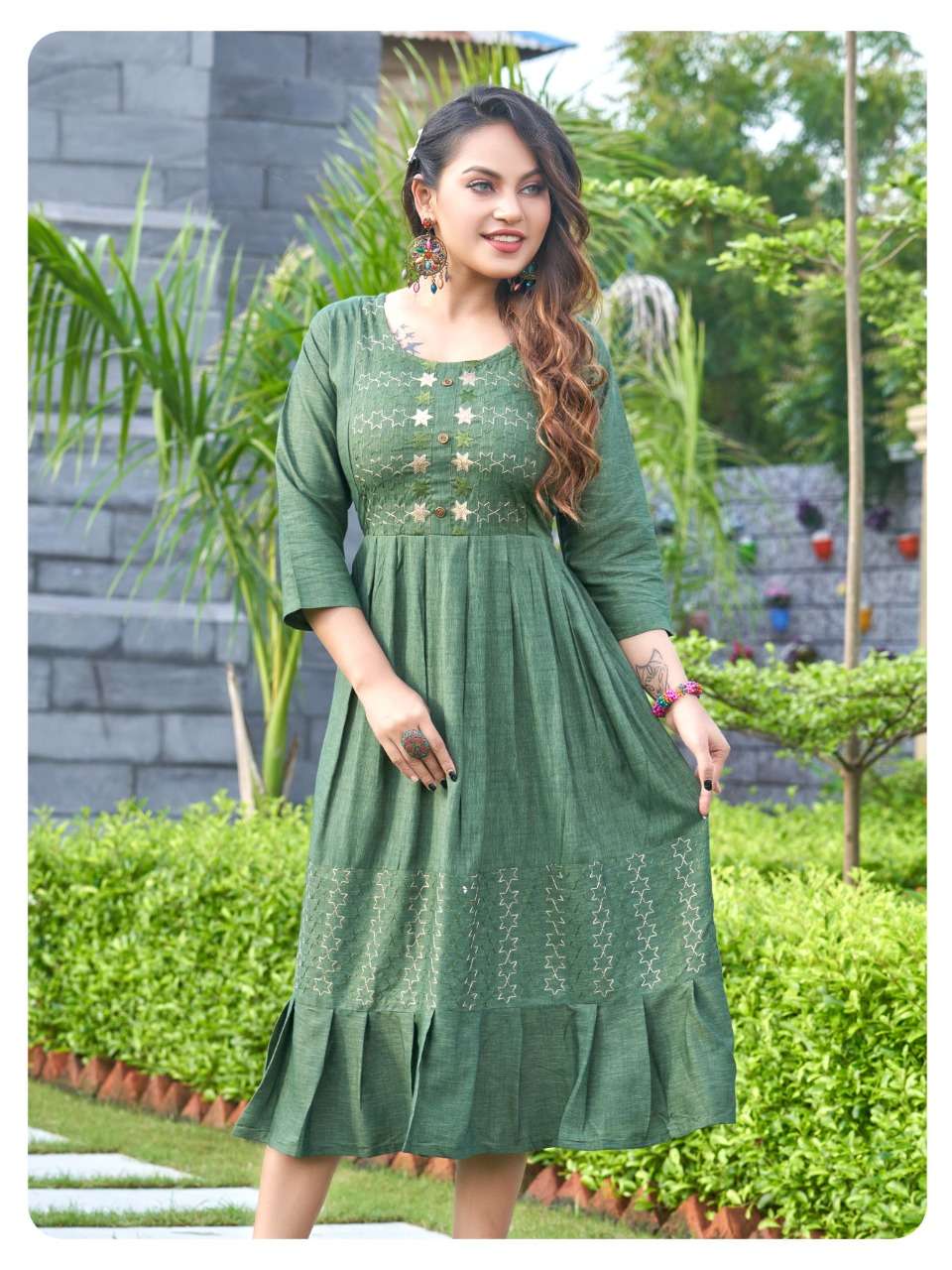 -Smylee-Gulistan- Riyon Embroidery Work Kurti-03